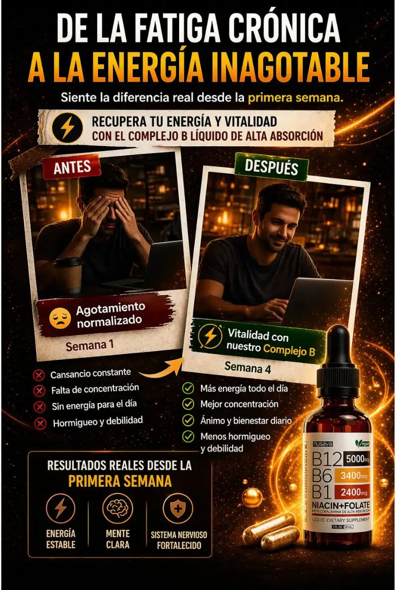 Antes y despu&eacute;s de probar el complejo b liquido
